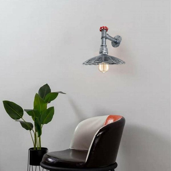 Vintage Retro Industrial Wall Pipe Light Fittings Indoor Sconce Metal Lamp Umbrella Shape Shade for Basement, Bedroom, Home Office, Study room~1250 - Image 10