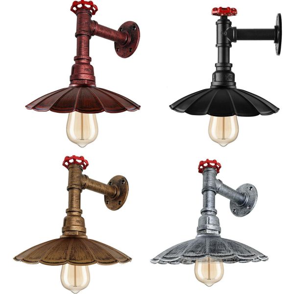 Vintage Retro Industrial Wall Pipe Light Fittings Indoor Sconce Metal Lamp Umbrella Shape Shade for Basement, Bedroom, Home Office, Study room~1250 - Image 17