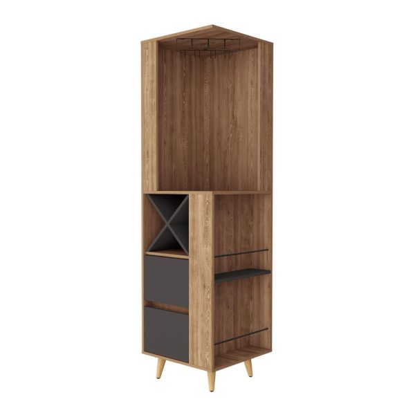 Lisbon Corner Bar Cabinet, Two External Shelves, Two Drawers, Four Wine Compartments - Image 5