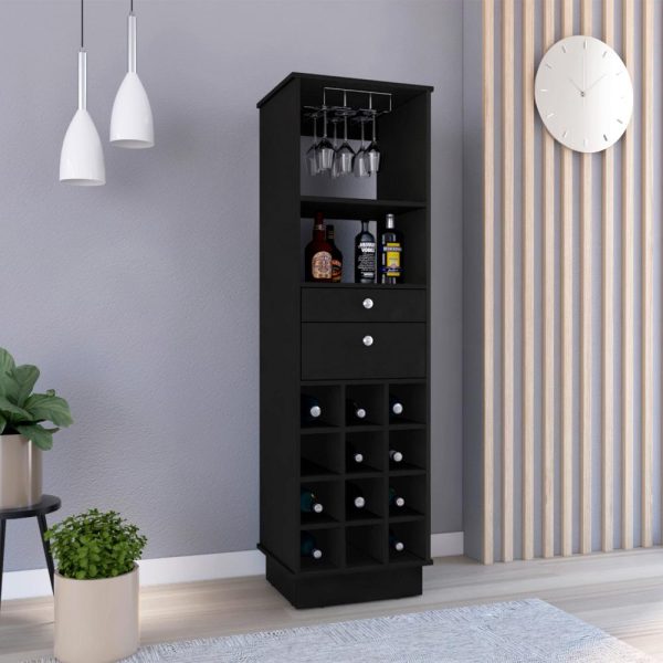 Zircon Bar Cabinet, Twelve Wine Cubbies, Two Drawers - Image 3