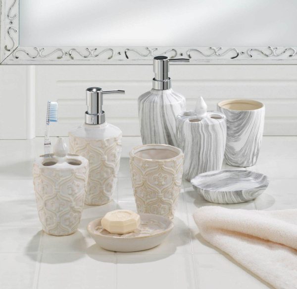 Gray Marble Porcelain Bath Accessory Set - Image 3