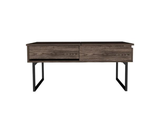 Lift Top Coffee Table With Drawer Vezu, Dark Walnut Finish - Image 4