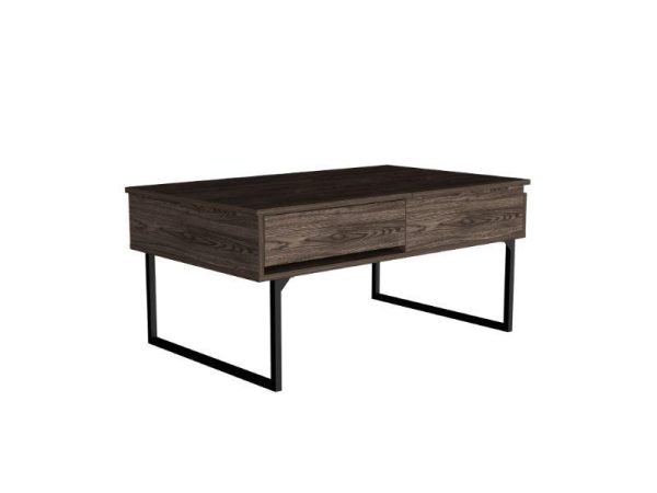 Lift Top Coffee Table With Drawer Vezu, Dark Walnut Finish - Image 5