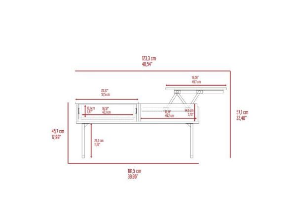 Lift Top Coffee Table With Drawer Vezu, Dark Walnut Finish - Image 9