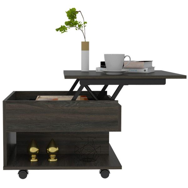 Lift Top Coffee Table Mercuri, Casters, Carbon Espresso Finish - Image 3