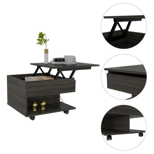 Lift Top Coffee Table Mercuri, Casters, Carbon Espresso Finish - Image 7