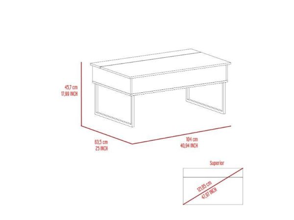 Lift Top Coffee Table Cessarr,Two Legs, Dark Walnut Finish - Image 8