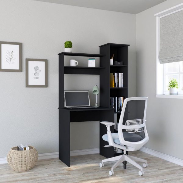 Desk Logan, Five Cubbies, Black Wengue Finish