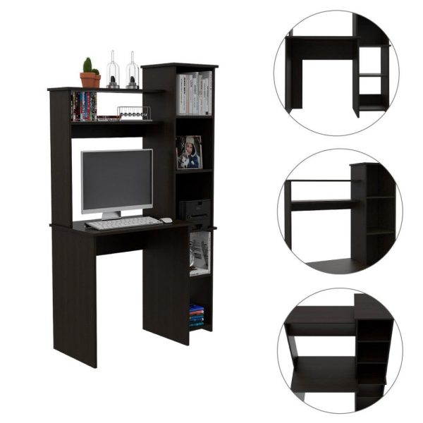 Desk Logan, Five Cubbies, Black Wengue Finish - Image 2