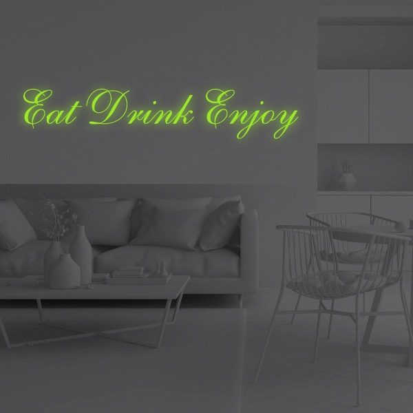 Glow In Dark Eat Drink Enjoy Quote Wall Vinyl Sticker - Glowing Kitchen Text Decal Sign - Nigh Light Neon Sayings Decor Sign Room - Image 10