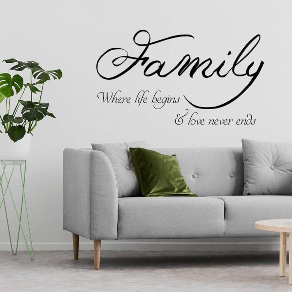 Family Quote Wall Sticker - Love Sign Decor Vinyl Decal - Room Art Quotes Stickers - Rules Inspirational Motivational Inspiring Decals