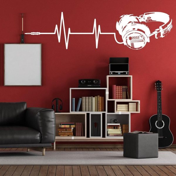 Headphone Vinyl Wall Sticker - Music Art Dj Diecut Weatherproof Decal - Silhouette Cut Decor Mural - Music Sticker - Headphone Sticker - Image 5